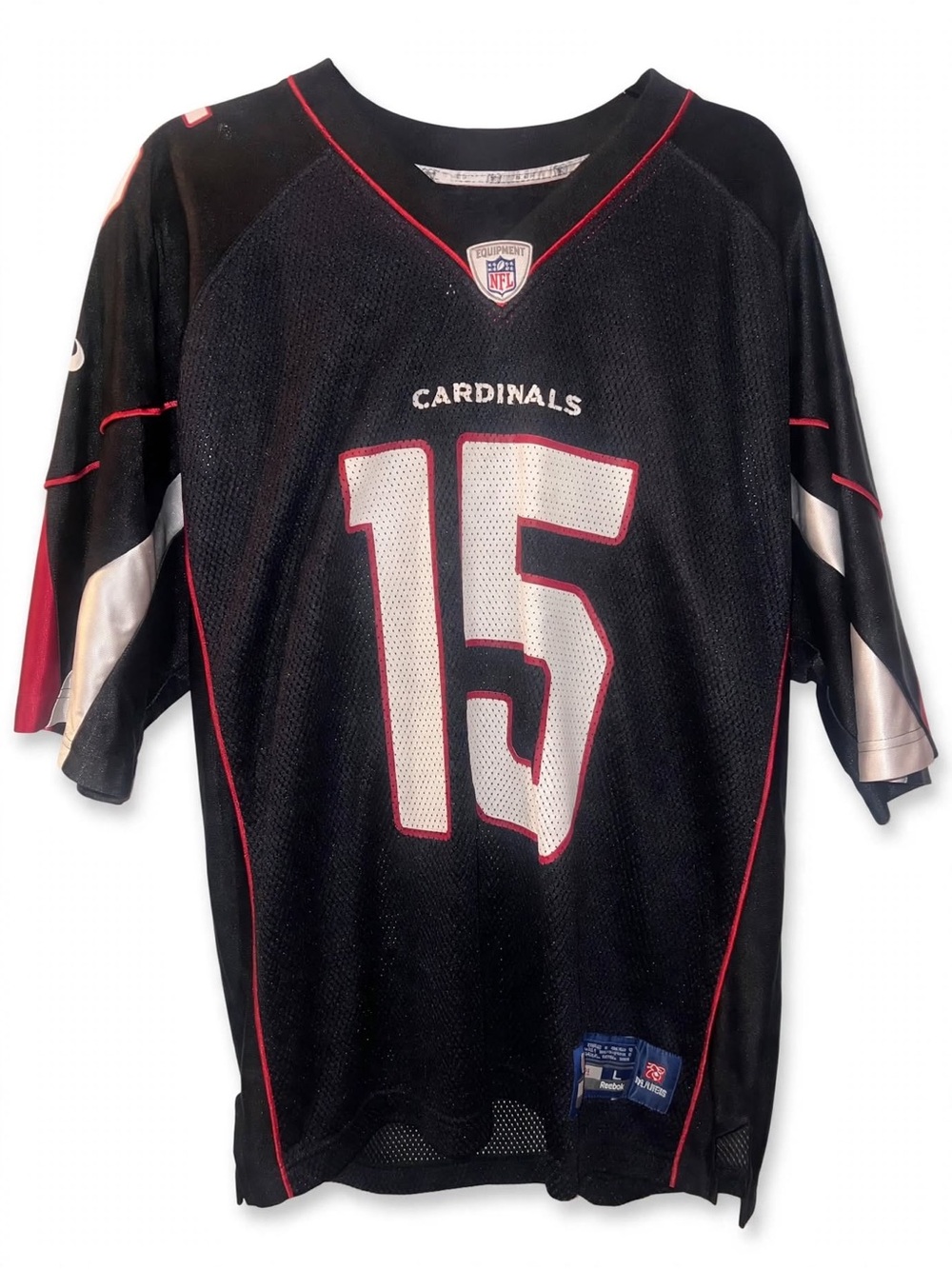 Arizona Cardinals #15 Black Alternate Jersey Size L Men's Reebok